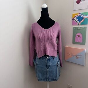 Abercrombie & Fitch Ribbed V-Neck Sweater (XS)